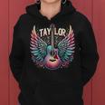 Retro Groovy Taylor First Name Personalized 80'S Pink Girl Women Hoodie