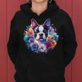 Watercolor Floral Boston Terrier Mama Dog Lover Mother's Day Women Hoodie