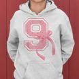 Birthday Girl Pink Coquette Bow 9 Year Old Aesthetic Girly Women Hoodie