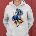 Children's Colourful Horse In Gallop Cute Horses Girls Stable And Riding Blue Kapuzenpullover für Damen