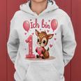 Children's Cute Deer I Am 1 Children's Birthday 1St Birthday Girl Kapuzenpullover für Damen