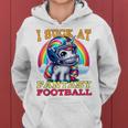 I Suck At Fantasy Football Unicorn Rainbow Loose Football Pink Kapuzenpullover für Damen