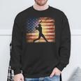 American Flag Baseball Player Bat Fan Catcher Pitcher USA Sweatshirt Gifts for Old Men
