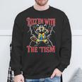 Autism Rizz Em With The Tism Meme Autistic Racoon Hand Rock Sweatshirt Gifts for Old Men