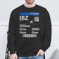 Boarding Pass Ibiza Ibz Flight Ticket Ibiza Sweatshirt Geschenke für alte Männer