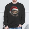 Cat With Christmas Hat Christmas Cat Santa Sweatshirt Geschenke für alte Männer