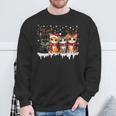 Cat Christmas Light Reindeer Santa Christmas Cat Lover Sweatshirt Gifts for Old Men