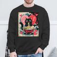 Cat Ramen Kawaii Cat Graphic Anime Valentines Day Sweatshirt Gifts for Old Men