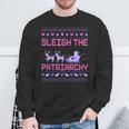 Christmas Sleigh The Patriarchy Feminist Feminism Deer Xmas Sweatshirt Geschenke für alte Männer