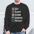 Eat Sleep Anime Gaming Repeat Camisa de entrenamiento Regalos para ancianos