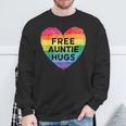 Free Auntie Hugs LGBT Gay Lesbian Pride Month Rainbow Flag Sweatshirt Gifts for Old Men