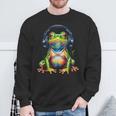 Frog Headphones Colourful Animal Print Sweatshirt Geschenke für alte Männer