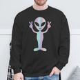 Alien Peace Sign Smiling Face Rave Music Trippy Sweatshirt Geschenke für alte Männer