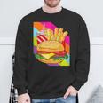 Hamburger Cheeseburger Burger Fritten Pommes Frites Sweatshirt Geschenke für alte Männer