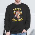 Happy New Year Santa With Rudolph The Reindeer Party Sweatshirt Geschenke für alte Männer