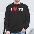I Love Ts I Heart Ts Y2k Aesthetic Red Heart Camisa de entrenamiento Regalos para ancianos