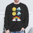 Lustige Tanzende Sonne Wolke Regenbogen Natur Regen Sommer Sweatshirt Geschenke für alte Männer