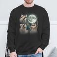 Raccoon 3 Racoons Howling At Moon Weird Cursed Sweatshirt Gifts for Old Men