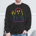 Rainbow LGBT Ghost Peace Sign Gay Pride Halloween Costume Sweatshirt Gifts for Old Men