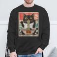 Retro Cat Ramen Japanese Graphic Kawaii Cat Anime Sweatshirt Gifts for Old Men