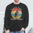 Save the Trash Panda Retro Raccoon Sweatshirt | Vintage Sunset Style Gifts for Old Men