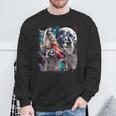 Three Raccoon Moon Sweatshirt - Whimsical Nighttime Design Gifts for Old Men