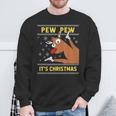 Ugly Christmas Sweater Pew Pew Crazy Reindeer Xmas Sweatshirt Geschenke für alte Männer