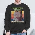 I Like Weed Cats And Maybe 3 People Cat Cannabis Grass Sweatshirt Geschenke für alte Männer