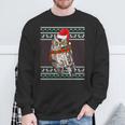 Xmas Santa Hat Whiskered Screech-Owl Ugly Christmas Sweatshirt Gifts for Old Men