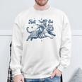 Cowgirl Riding Tiger Hell Cat Vintage Sweatshirt Gifts for Old Men