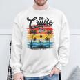 On Cruise Time Coconut Tree Graphic Summer Vacation Cruising Sweatshirt Gifts for Old Men