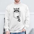 Raccoon Graphic Sweatshirt - Blue Cartoon Animal - Casual Crew Gifts for Old Men
