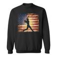 American Flag Baseball Player Bat Fan Catcher Pitcher USA Sweatshirt