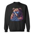 Blueberry Bear Sunglasses Blueberry Fruit Portrait Drawing Sweatshirt