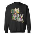 La Weezy Ana Mardi Gras Louisiana Fat Tuesdays Louisiana Map Sweatshirt