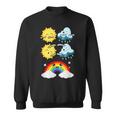 Lustige Tanzende Sonne Wolke Regenbogen Natur Regen Sommer Sweatshirt