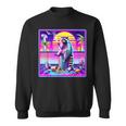 Vaporwave Synthwave Raccoon Sweatshirt | Retro Meme Style