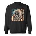 Vintage Native American Indian Chief American Usa Flag Sweatshirt