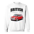 British Classic Car Red Mini Sports Car Gray Sweatshirt