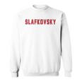 Distressed Team Slafkovsky Last Name Proud Family Blue Sweatshirt