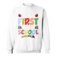 Happy First Day Of School Teacher Hello School Kid Raglan Baseball Tee Sweatshirt