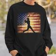 American Flag Baseball Player Bat Fan Catcher Pitcher USA Sweatshirt Gifts for Him