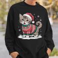 Cat Wearing Ugly Christmas Jumper And Santa Hat Cute Kitten Sweatshirt Geschenke für Ihn