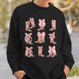 Cowgirl Boots Coquette Aesthetic And Pink Bows Sweatshirt Gifts for Him