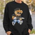 Cute Teddy Bear Playing Electric Guitar Sweatshirt Geschenke für Ihn