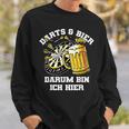 Dart Und Bier Darum Bin Ich Hier Dartscheibe Retro Dart Sweatshirt Geschenke für Ihn