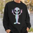 Alien Peace Sign Smiling Face Rave Music Trippy Sweatshirt Geschenke für Ihn