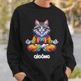 Cat Maine Coon Meditation Practice Qigong Chi Energy Sweatshirt Geschenke für Ihn