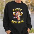 Happy New Year Santa With Rudolph The Reindeer Party Sweatshirt Geschenke für Ihn