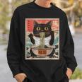Retro Cat Ramen Japanese Graphic Kawaii Cat Anime Sweatshirt Gifts for Him